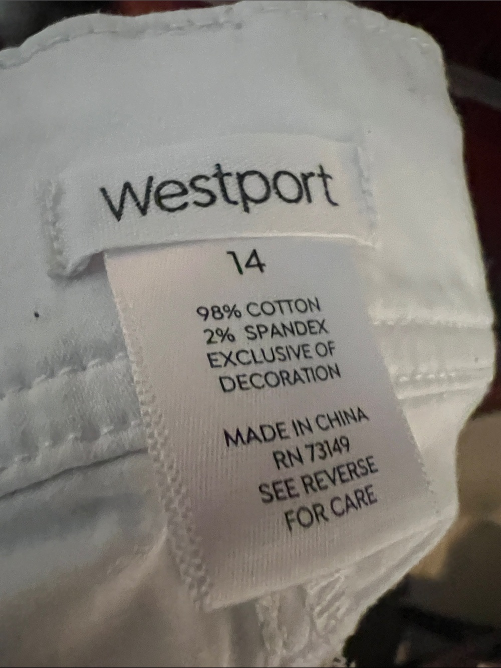 Westport White Casual Cotton-Blend Pants